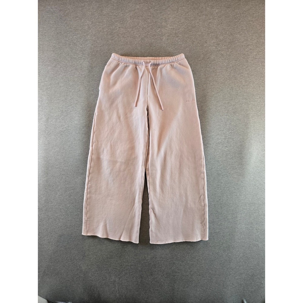 Aritzia Tna Sweatfleece Mega Fit Pants Women Small Pink Wide Leg Raw Hem